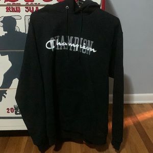 Men’s Large Black and Gray Champion Hoodie